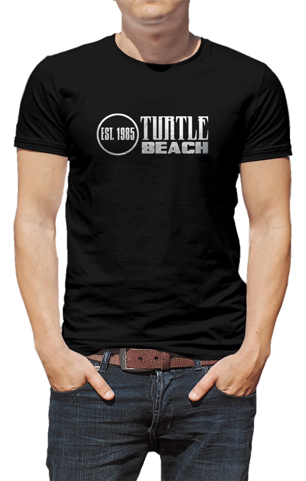 Black Turtle Beach Clothing est. 1985 crewneck t-shirt. Canadian Made 80% organic cotton. Help us save our lakes Kenora