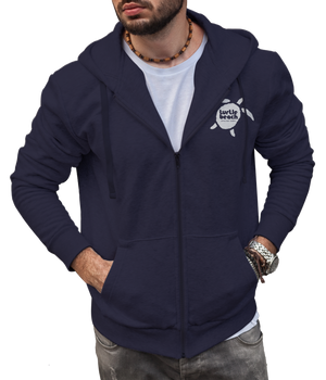 Turtle Beach Clothing zip up hoodie midnight navy Canadian made, 80% organic cotton