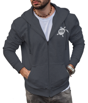 Turtle Beach Clothing zip up hoodie ombre blue Canadian made, 80% organic cotton