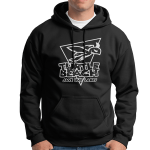 Turtle Beach Clothing black save our lakes hoodie. Made in Canada 80% organic cotton